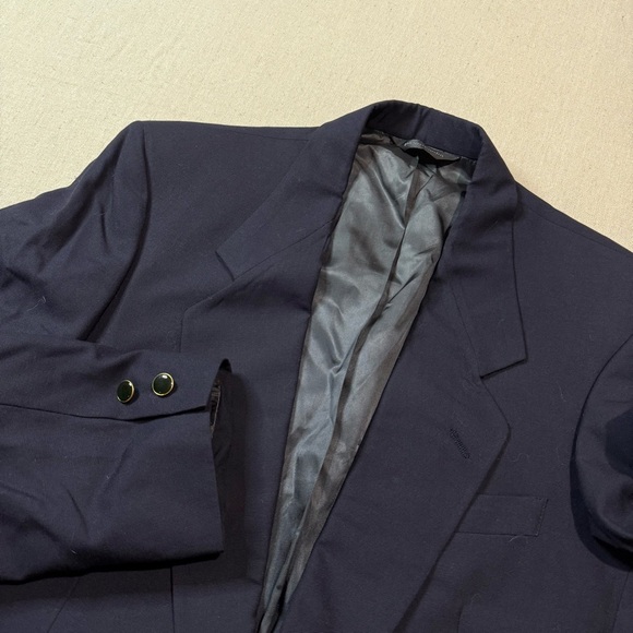 VTG 70s Pierre Cardin Men's Wool Blazer 2 Button Sports Jacket Navy Blue Sz 48 - Picture 1 of 11